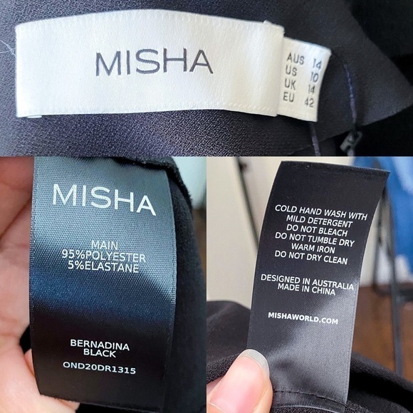 MISHA Dress Bernadina Crisscross Open Back Plunging Bodycon Black 10 NWT - Picture 3 of 7